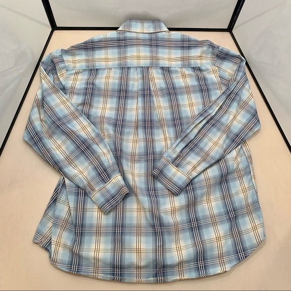 Alan Flusser Shirt Size Large Blue Brown Plaid Button Down Long Sleeve Men - Picture 5 of 6